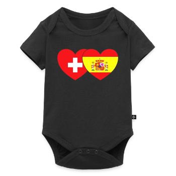 Suisse Espagne Drapeau Cœur - Body à manches courtes Premium Bébé - noir - Devant