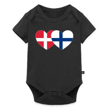 Danemark Finlande Flag Heart - Body à manches courtes Premium Bébé - noir - Devant