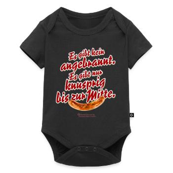 Grillen T-Shirt Spruch Knusprig bis zur Mitte - Baby Premium Kurzarmbody - Schwarz - Vorne