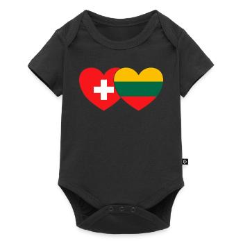 Suisse Lituanie Drapeau Cœur - Body à manches courtes Premium Bébé - noir - Devant