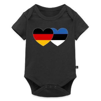 Germany Estonia Flag Heart - Baby Premium short-sleeve bodysuit - black - Front