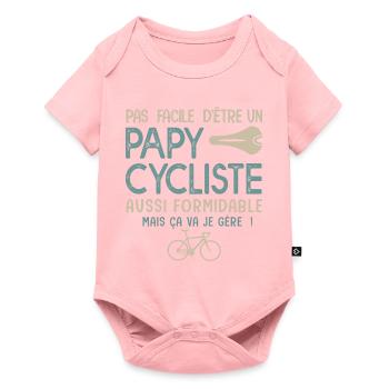 papy cycliste formidable vélo velo vélos - Body à manches courtes Premium Bébé - rose - Devant