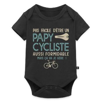 papy cycliste formidable vélo velo vélos - Body à manches courtes Premium Bébé - noir - Devant
