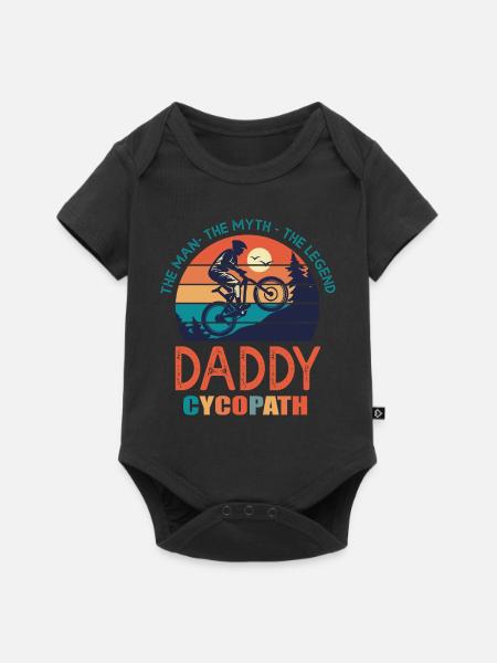 papa cycopath vader fiets humor fietser bmx - Premium babyrompertje met korte mouwen  - zwart