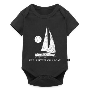La vie est meilleure sur un bateau à moteur voilier - Body à manches courtes Premium Bébé - noir - Devant