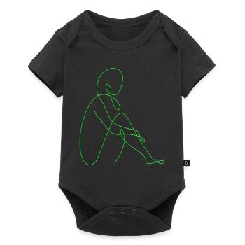 Line art female silhouette Female faces face - Baby Premium short-sleeve bodysuit - black - Front