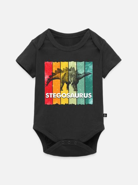 Stegosaurus Dinosaurier - Baby Premium Kurzarmbody - Schwarz