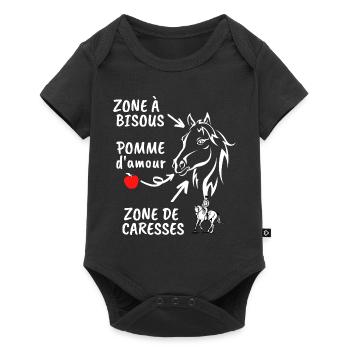 CHEVAL ZONE DE BISOUS - Body à manches courtes Premium Bébé - noir - Devant