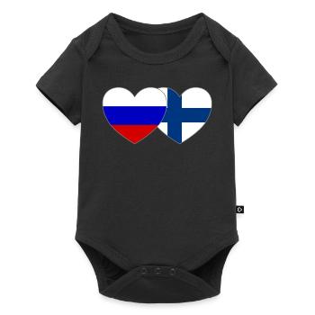 Russie Finlande Drapeau Cœur - Body à manches courtes Premium Bébé - noir - Devant