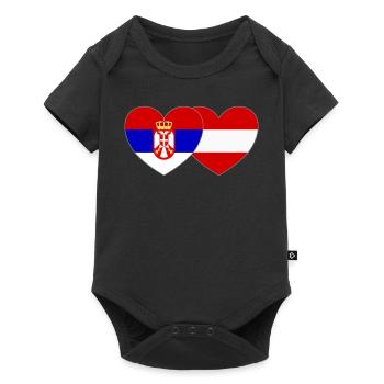 Serbia Austria Flag Heart - Baby Premium short-sleeve bodysuit - black - Front