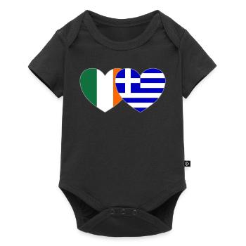 Irland Griechenland Flagge Herz - Baby Premium Kurzarmbody - Schwarz - Vorne