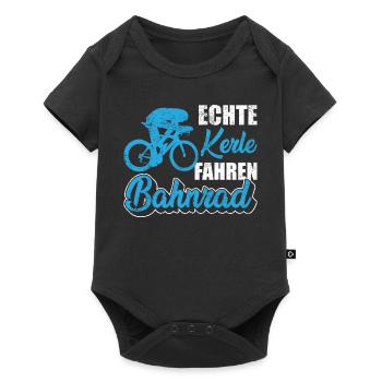 Bahnrad | Echte Kerle fahren Bahnrad - Baby Premium Kurzarmbody - Schwarz - Vorne