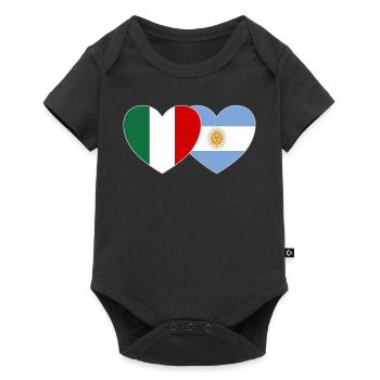 Italie Argentine Drapeau Cœur - Body à manches courtes Premium Bébé - noir - Devant
