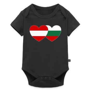 Austria Bulgaria Flag Heart - Baby Premium short-sleeve bodysuit - black - Front