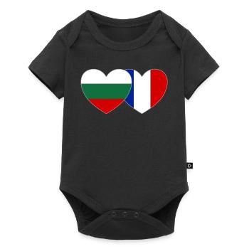 Bulgaria Fankreich Flag Heart - Baby Premium short-sleeve bodysuit - black - Front