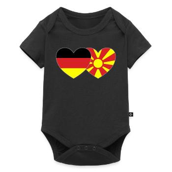 Germany Macedonia Flag Heart - Baby Premium short-sleeve bodysuit - black - Front