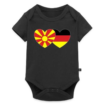 Macédoine Allemagne Drapeau Coeur - Body à manches courtes Premium Bébé - noir - Devant