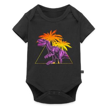 Vaporwave Allosaurus Dinosaur - Baby Premium short-sleeve bodysuit - black - Front
