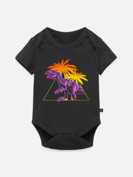 Vaporwave Allosaurus Dinosaurier - Baby Premium Kurzarmbody - Schwarz