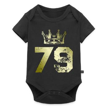 79 Zahl Krone - Baby Premium Kurzarmbody - Schwarz - Vorne