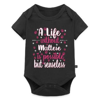 Hund Leben Liebe Hunderasse Malteser - Baby Premium Kurzarmbody - Schwarz - Vorne