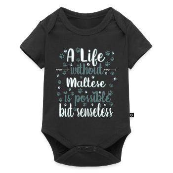 Hund Leben Liebe Hunderasse Malteser - Baby Premium Kurzarmbody - Schwarz - Vorne