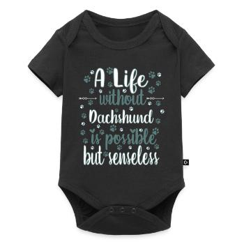Hund Leben Liebe Hunderasse Dachshund - Baby Premium Kurzarmbody - Schwarz - Vorne