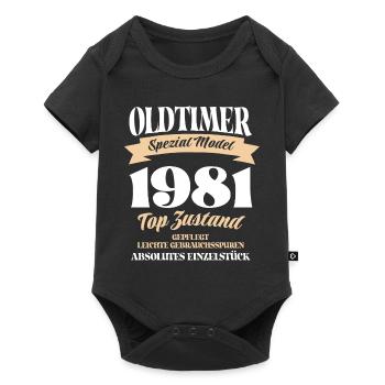 Oldtimer Spezial Model Gepflegt Top Jahrgang 1981 - Baby Premium Kurzarmbody - Schwarz - Vorne