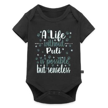 Hund Leben Liebe Hunderasse Puli - Baby Premium Kurzarmbody - Schwarz - Vorne