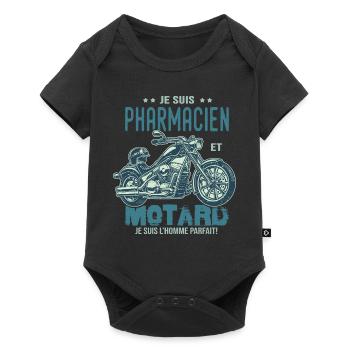 motard le meilleur pharmacien le meilleur - Body à manches courtes Premium Bébé - noir - Devant