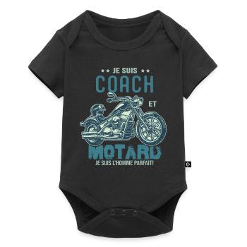 motard le meilleur coach le meilleur - Body à manches courtes Premium Bébé - noir - Devant