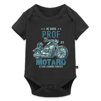 motard le meilleur prof le meilleur professeur - Body à manches courtes Premium Bébé - noir - Devant