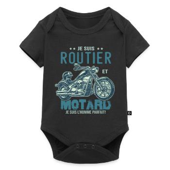 motard le meilleur routier le meilleur - Body à manches courtes Premium Bébé - noir - Devant
