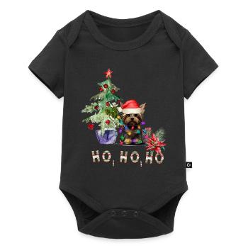 Weihnachtshund Yorkshire Terrier - Baby Premium Kurzarmbody - Schwarz - Vorne