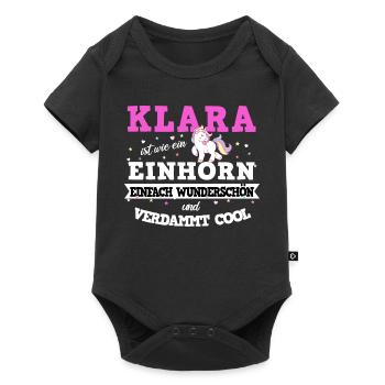 Klara Mädchen Frauen Geschenk - Baby Premium Kurzarmbody - Schwarz - Vorne