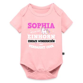 Sophia Mädchen Frauen Geschenk - Baby Premium Kurzarmbody - Rosa - Vorne