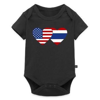 USA Thailand Flag Heart - Baby Premium short-sleeve bodysuit - black - Front