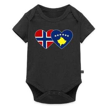 Norvège Drapeau du Kosovo Coeur - Body à manches courtes Premium Bébé - noir - Devant