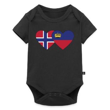 Norway Liechtenstein Flag Heart - Baby Premium short-sleeve bodysuit - black - Front