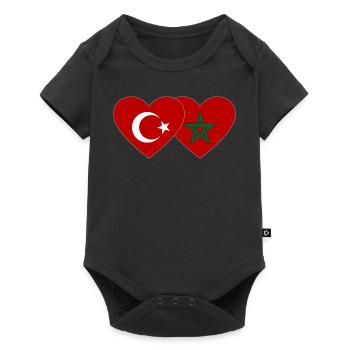 Turkey Morocco Flag Heart - Baby Premium short-sleeve bodysuit - black - Front