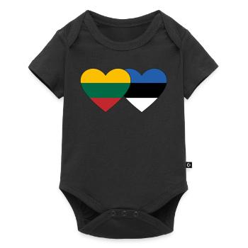 Lituanie Estonie Flag Heart - Body à manches courtes Premium Bébé - noir - Devant