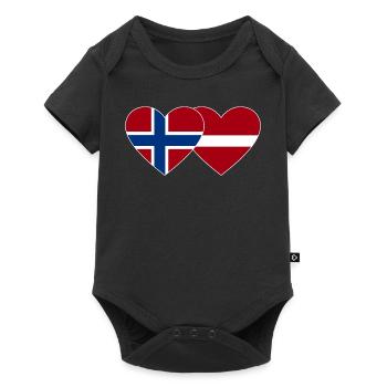 Norway Latvia Flag Heart - Baby Premium short-sleeve bodysuit - black - Front