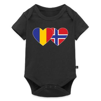 Roumanie Norvège Flag Coeur - Body à manches courtes Premium Bébé - noir - Devant
