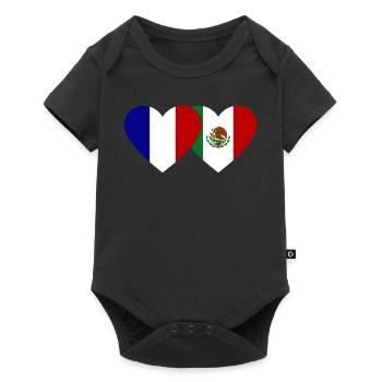 France Mexico Flag Heart - Baby Premium short-sleeve bodysuit - black - Front
