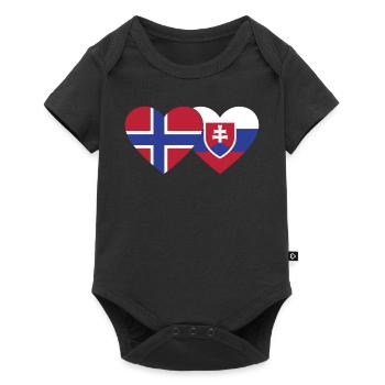Norway Slovakia Flag Heart - Baby Premium short-sleeve bodysuit - black - Front