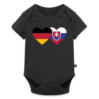 Germany Slovakia Flag Heart - Baby Premium short-sleeve bodysuit - black - Front