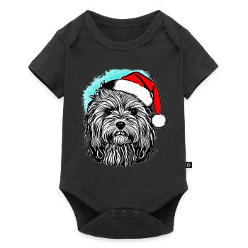 Weihnachten Hund süß lustig Hunde Tier Welpe 1 - Baby Premium Kurzarmbody - Schwarz - Vorne