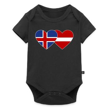 Iceland Latvia Flag Heart - Baby Premium short-sleeve bodysuit - black - Front