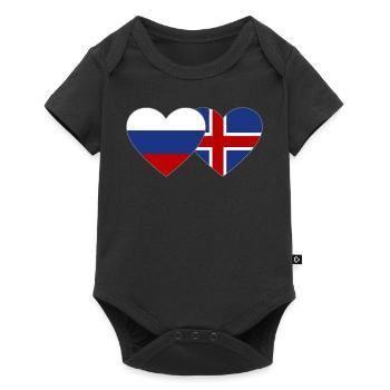 Russie Islande Flag Coeur - Body à manches courtes Premium Bébé - noir - Devant