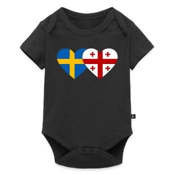 Sweden Georgia Flag Heart - Baby Premium short-sleeve bodysuit - black - Front